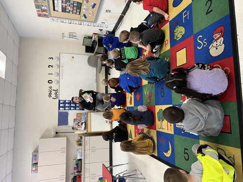 Mr. Haglund reads to the Kindergarten class!